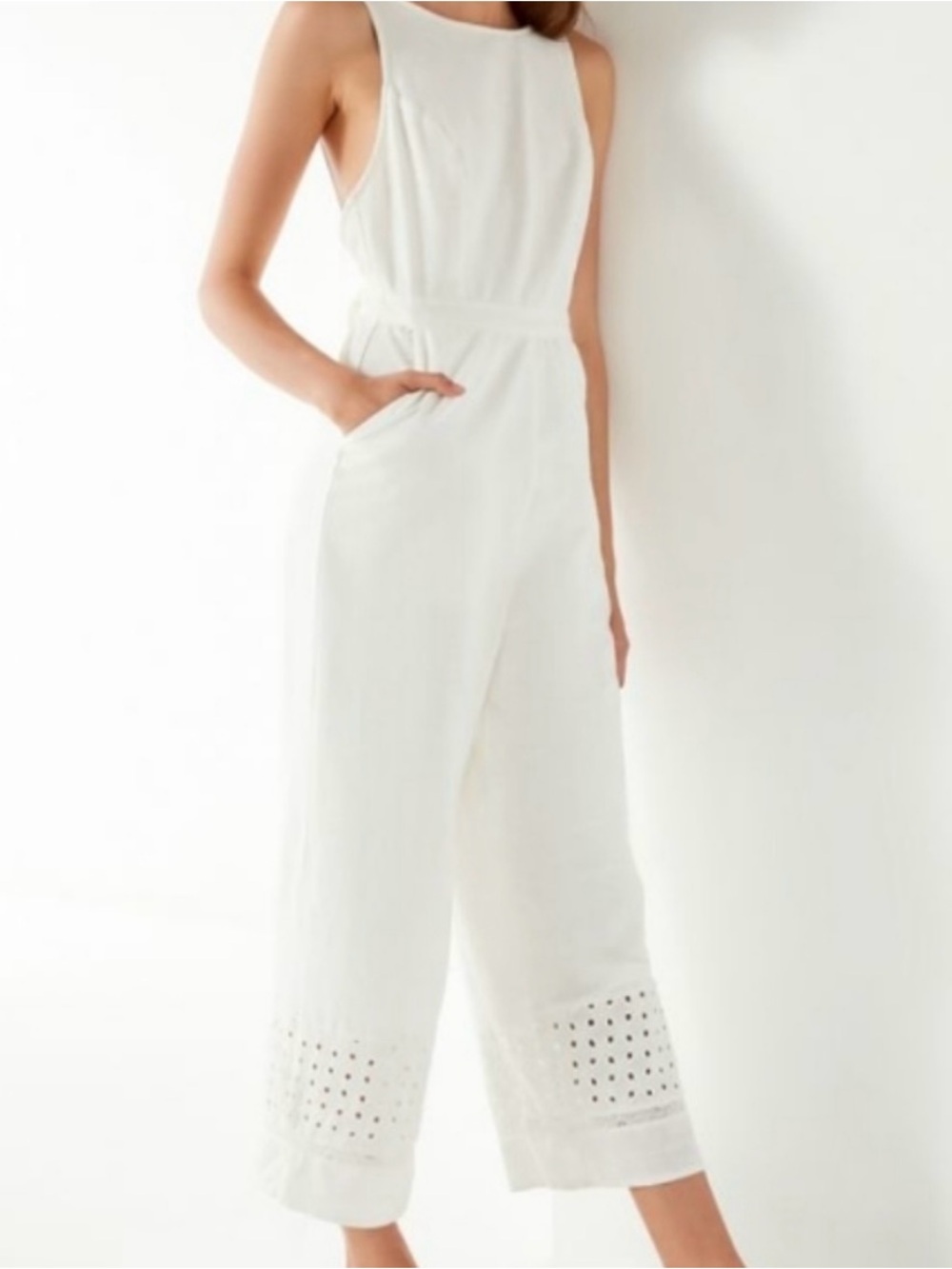 Urban Outfitters White Open Back Jumpsuit